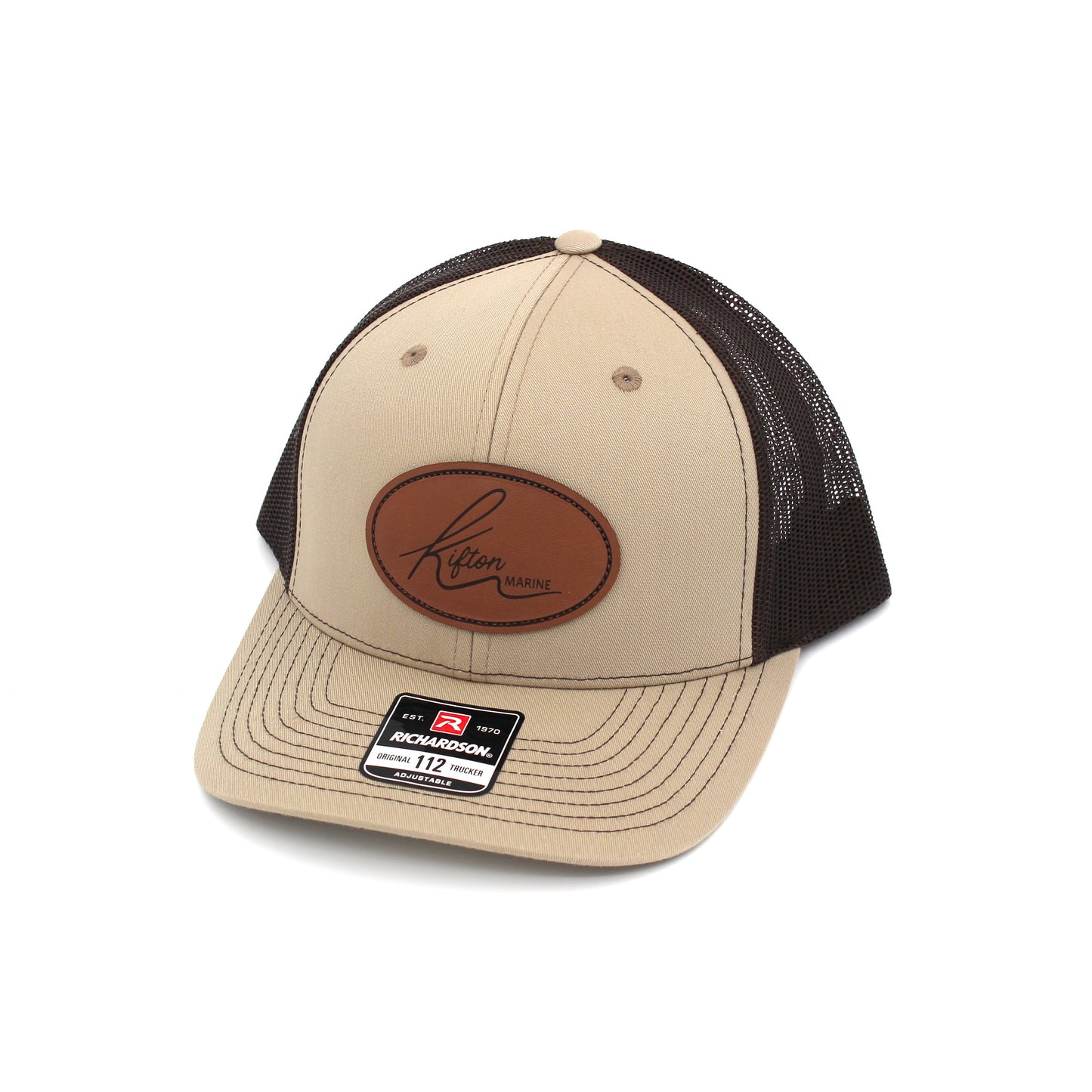 Kifton Marine Khaki/Coffee Leather Patch Hat