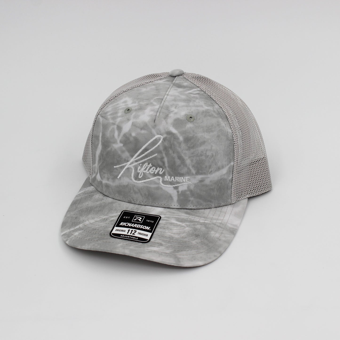 Kifton Marine Mossy Oak Elements Bonefish/Light Grey Embroidered White Hat