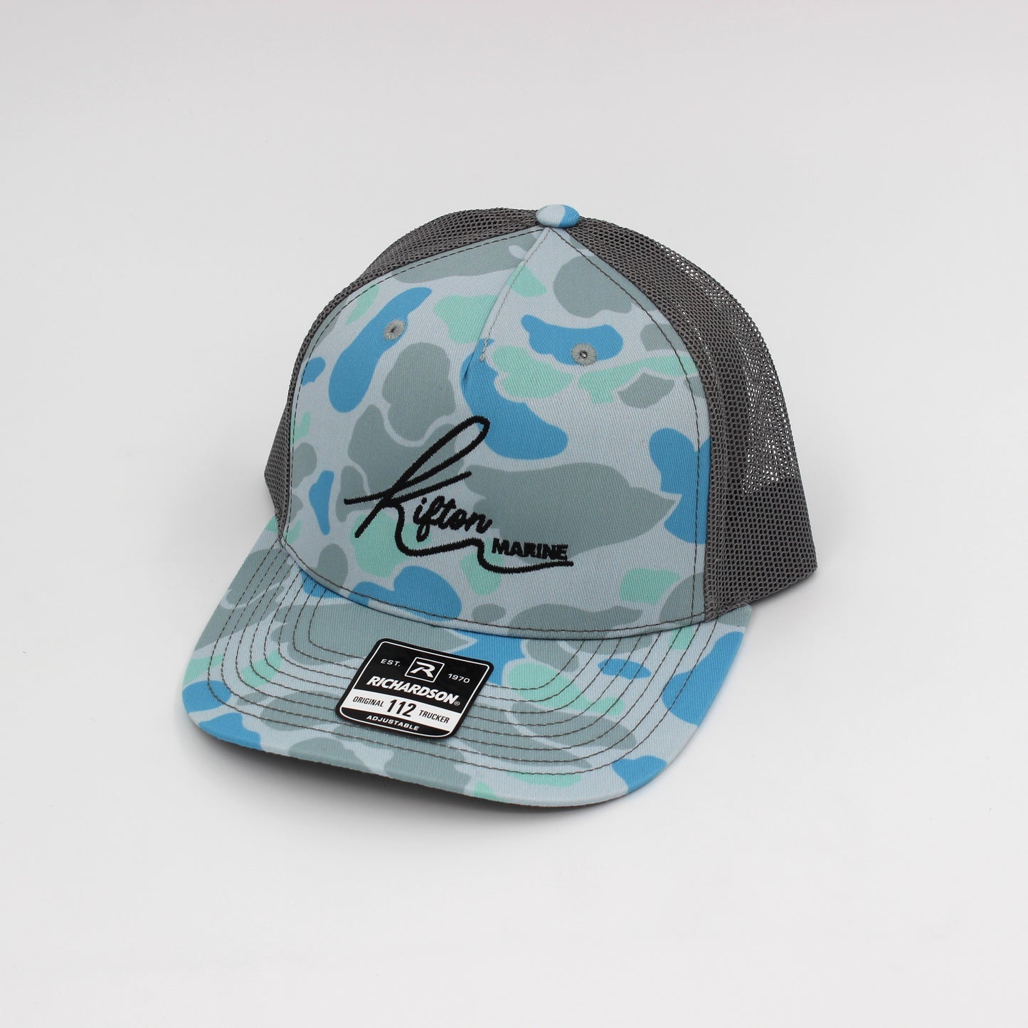 Kifton Marine Saltwater Duck Camo/Charcoal Embroidered Black Hat